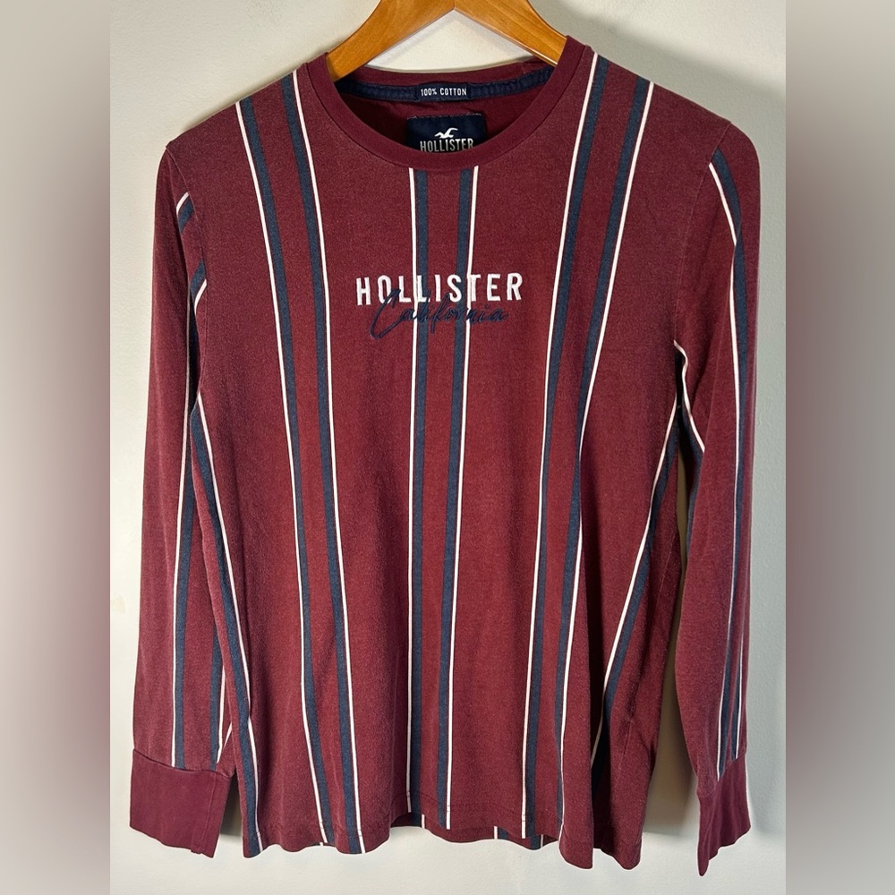Vintage Hollister Shirt Adult S Burgundy Blue Long Sleeve California Embroidered